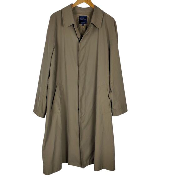 Brooks Brothers Trench Coat Mens M Tan Long Lightweight Button Closure READ DESC - Picture 1 of 16